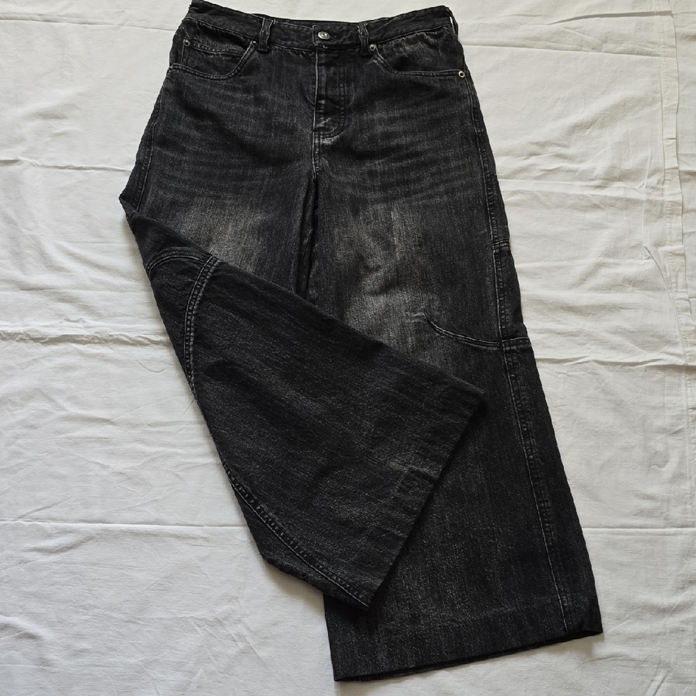 Men's Black Wide-Leg Jeans - Picture 5 of 12